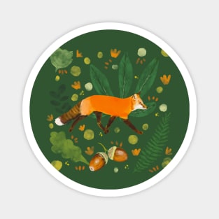 Watercolor illustration of a fox in the wood Magnet